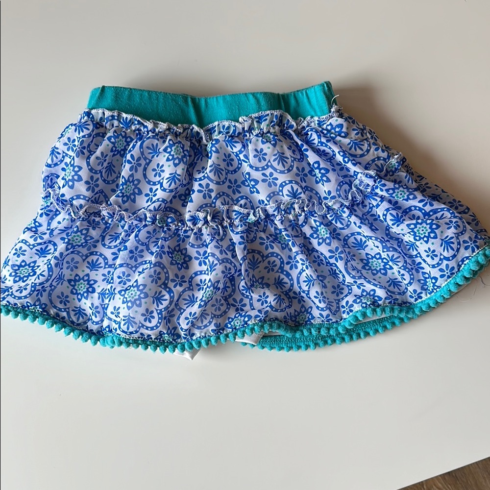Disney Blue and White Floral Skirt with Turquoise Trim